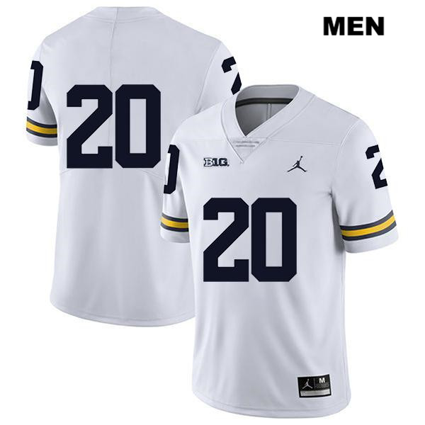 Men's NCAA Michigan Wolverines Brad Hawkins #20 No Name White Jordan Brand Authentic Stitched Legend Football College Jersey YZ25K71GN